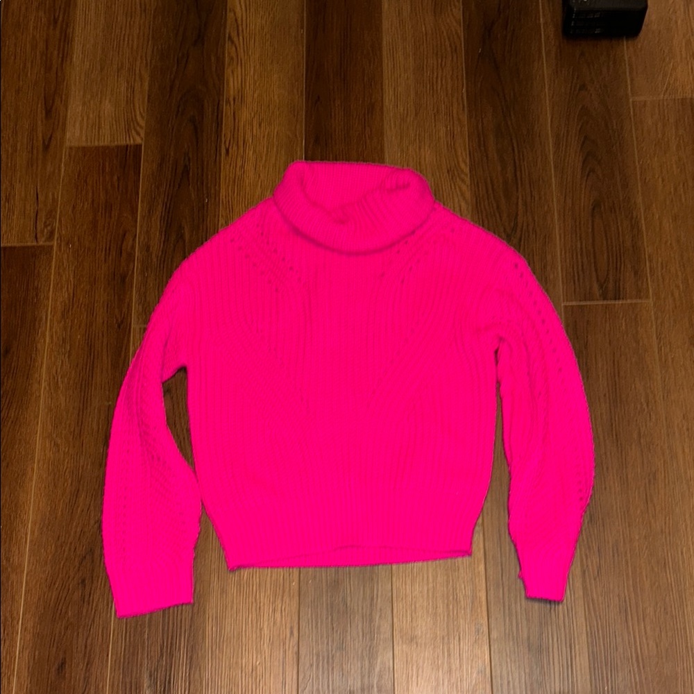 Women's Bright Pink Turtleneck Sweater